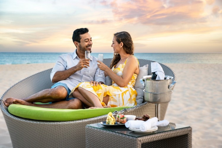 Butler served Champagne and Hor d'oeuvre's at Sunset