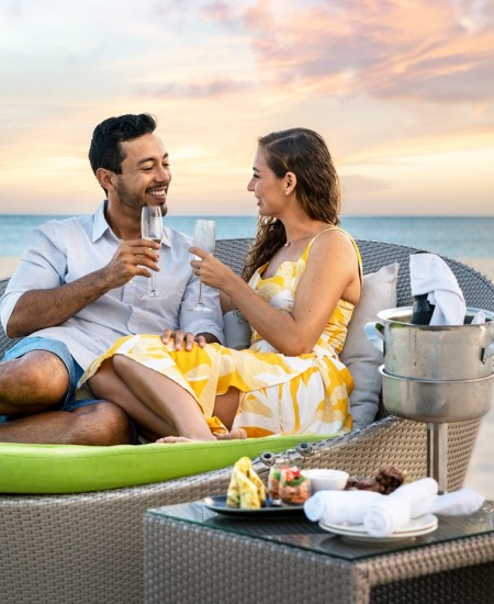 Butler served Champagne and Hor d'oeuvre's at Sunset