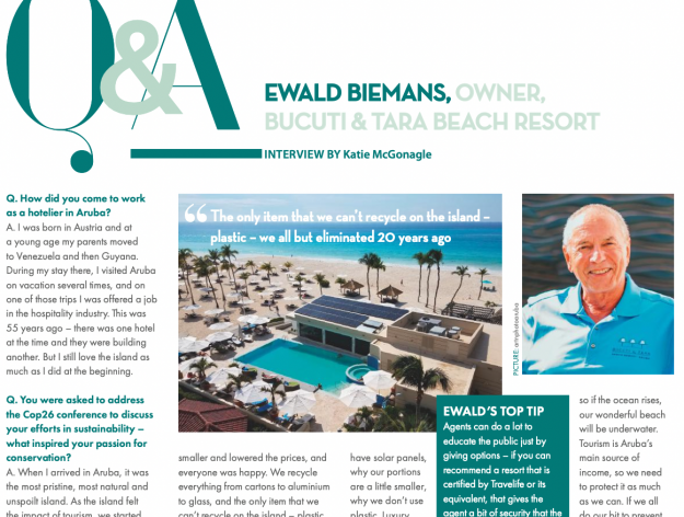 Travel Weekly UK Spotlights Bucuti’s Own Ewald Biemans