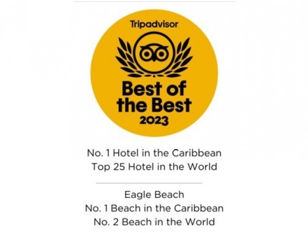 Bucuti & Tara Beach Resort, Aruba, Reigns Supreme as No. 1 in the Caribbean, Sole Caribbean Hotel to Grace Top 25 Hotels of the World on Tripadvisor